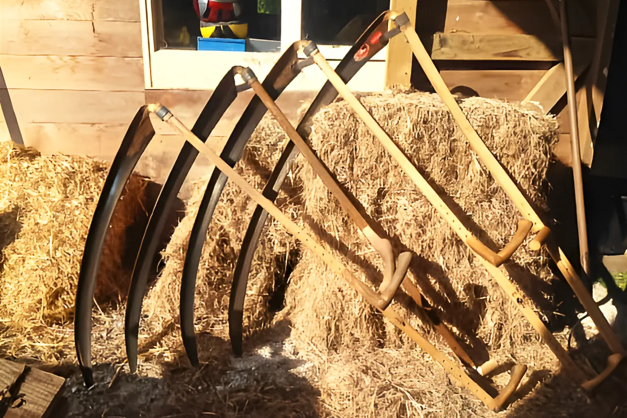 stacked scythes at the European Championships